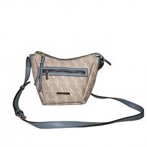 Adrienne Vittadini Women's Crossbody Bag Size Small Blue and Beige